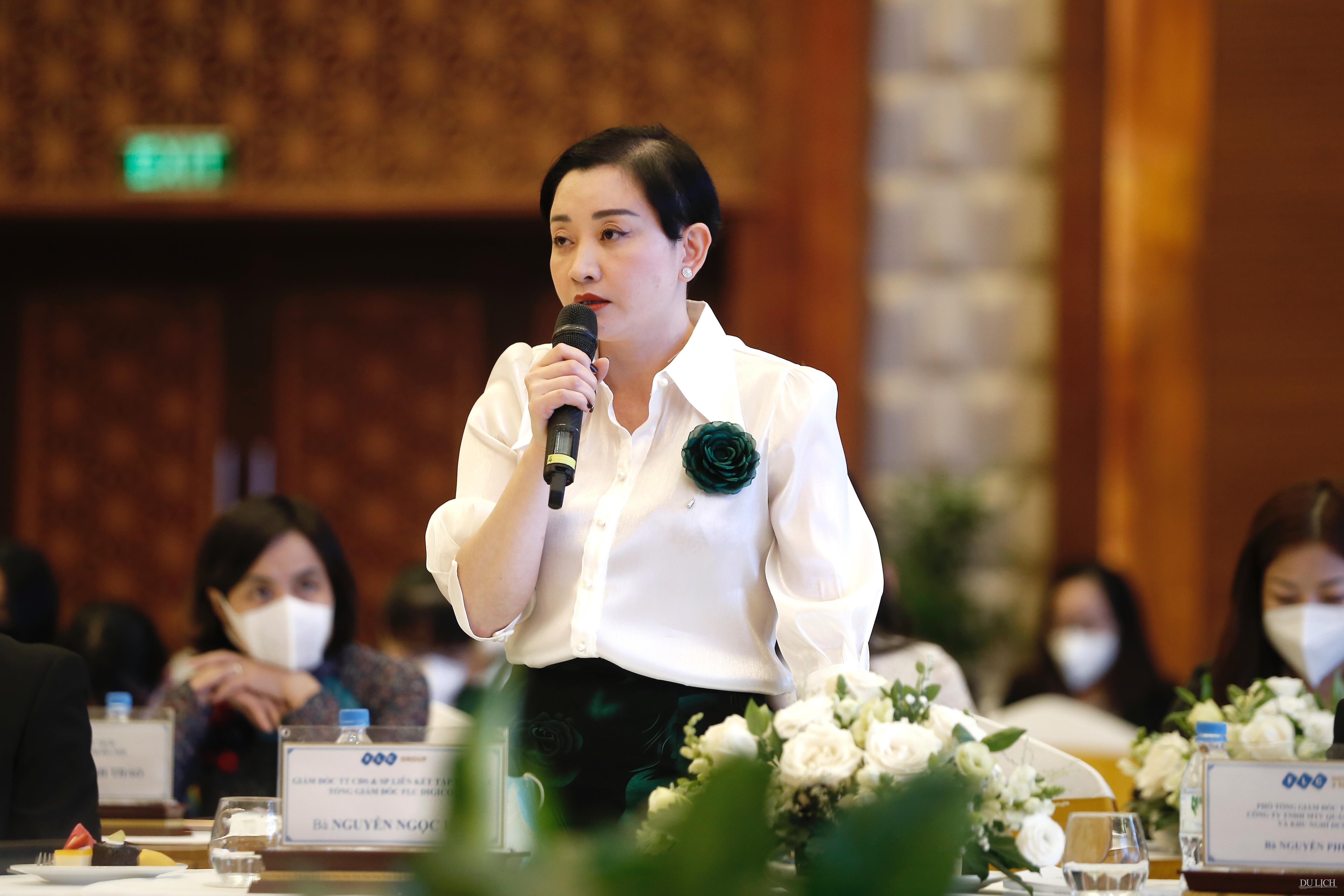 Bà Nguyễn NgọcHoa, Giám đốcTrung tâm Chuyển đổi số và Sản phẩm liên kết Tập đoàn FLC kiêm Tổng Giám đốc Công ty Cổ phần Thương mại và dịch vụ số FLC (FLC DigiCom).